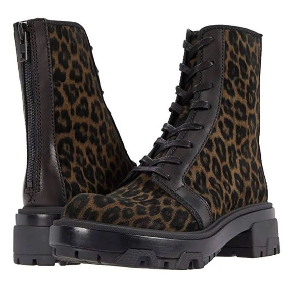 Rag & Bone Shaye Hiker Leather Boots In Black Cheetah Size 36 - Picture 3 of 14